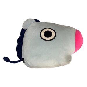 Cute Blue Character Pillow with Pink Nose